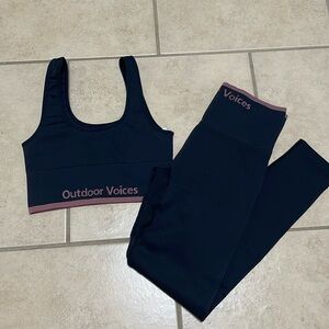 Outdoor voices bra and leggings set size small